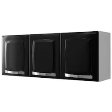 Imagem de Armário Aéreo Triplo Rose 3 Portas E 1 Prateleira Itatiaia Branco Com Preto