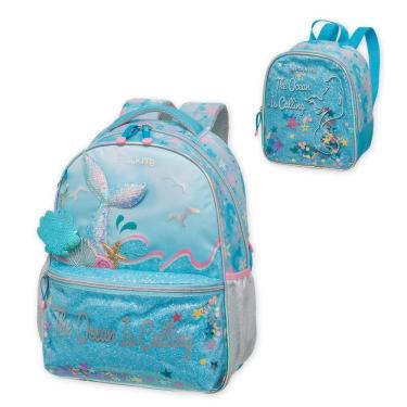 Imagem de Kit Mochila E Estojo Escolar Infantil Coleção Pack Me Pacific Ocean Sereia