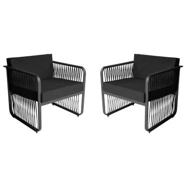 Imagem de Conjunto 2 Poltronas área Externa Corda Náutica Santiago Preto-preto