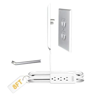 Imagem de sleek socket Original E Patenteado, Protetor De Tomada À Prova Animais Estimação Para Tomadas Invertidas Com Clipes Cabo Protetores, Extensão Plana 2,4 M Múltiplas Tomadas, Proteção Contra Fios Peri