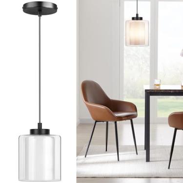 Imagem de PHIXART Luminárias Pendentes Industriais Para Ilha De Cozinha, Cúpula Vidro Transparente Moderna, Luminária Teto Preta, Corredor Fazenda, Quarto (1 Pacote)