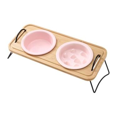 Imagem de Fenteer Tigelas elevadas de cerâmica para cães com suporte, comedouros para animais de estimação, tigelas fáceis de limpar para comida e água, tigela para, Rosa