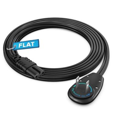 Imagem de Maximm Cabo De Alimentação Tv 2 Pinos, 1,5 M, Plugue Plano Giratório 360°, Certificado Pela Ul, Não Polarizado, Compatível Com Samsung, Lg, Sony, Tcl, Hisense E Outras Smart Tvs Led Lcd, Preto