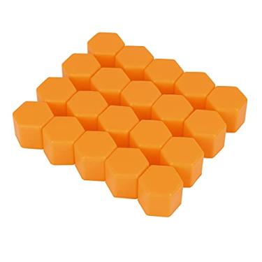 Imagem de X AUTOHAUX 20 peças 19 mm universal laranja silicone roda roda porca terminal parafuso aro tampas de parafuso proteção contra poeira pneus tampas de parafuso