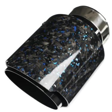 Imagem de Kipalm Ponteira De Escape Fibra Carbono Forjada Azul 2,5", Tubo Aço Inoxidável Preto, Folha Prata 2,5 A 3,5"