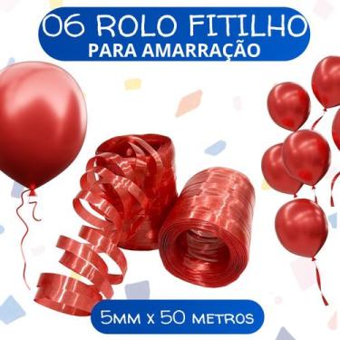 Imagem de Fitilho Rolo com 06 unid para Embalagens e Presentes, cores brilhantes