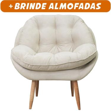 Imagem de Poltrona Cadeira Landal Poltrona Sala Com Apoio de Braço em Fibra Siliconizada - Sentô