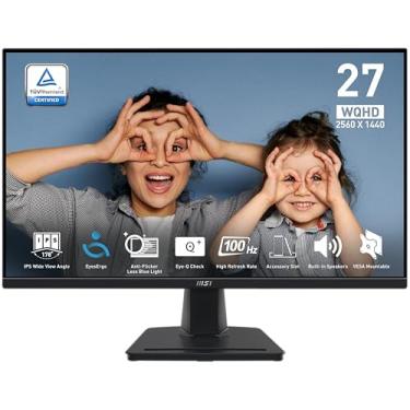 Imagem de MSI Monitor de escritório Pro MP275Q WQHD de 27 polegadas - Painel IPS 2560 x 1440, 100 Hz, tela atraente, alto-falantes embutidos, inclinação ajustável - HDMI 2.0b, DP (1.2a)