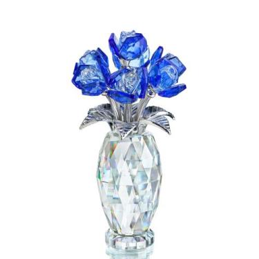Imagem de Peso de papel Crystal Flower H&D Hyaline e Dora Blue Rose - H&D HYALIN