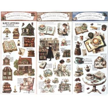 Imagem de Adesivos de transferência de flores de café transparente vintage 6 folhas para artesanato tecido de vidro scrapbooking resina móveis diário copos de cozinha cartões de tecido garrafas de água