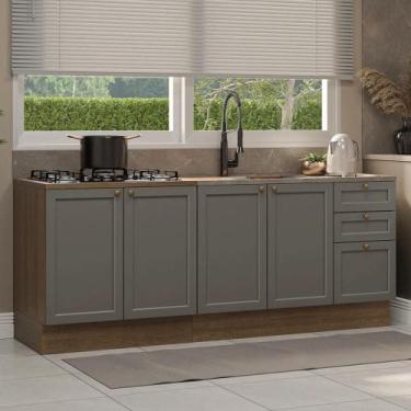 Imagem de Kit com 2 Balcões de Cozinha 3 Gavetas 4 Portas (Sem Tampo e Pia) Vik 