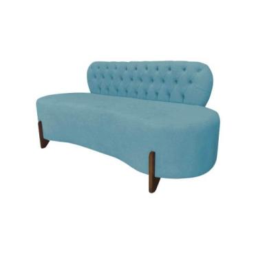 Imagem de Sofá 3 Lugares Orgânico Curvo Tókio 180cm Veludo Azul Turquesa - Mazze