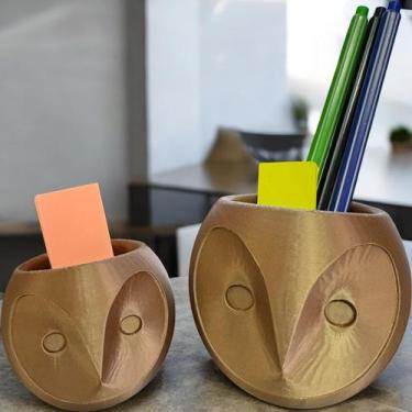 Imagem de Kit 2 Potes Corujas - Porta Treco, Caneta Enfeite Decoração - FLEX3D, 