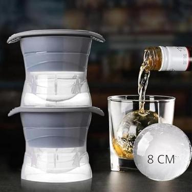 Imagem de Forma de Gelo Esférica, 8 CM, Forma para Whisky, Drinks e Coquetéis, Tampa de Silicone