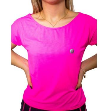 Imagem de Blusa Fitness Feminina Uv50+ Dryfit Poliamida Academia  Gola Canoa Com