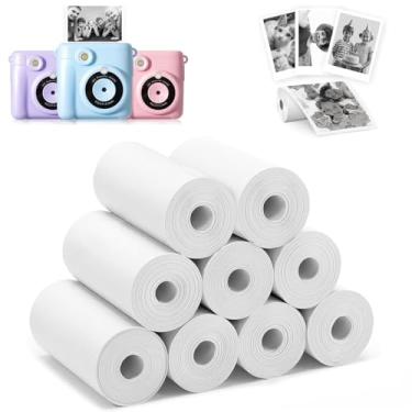 Imagem de 9 rolos de câmera de impressão instantânea para crianças refil de papel de impressão - rolos de papel de impressão térmica impressão de fotos impressão HD para a maioria das crianças câmera