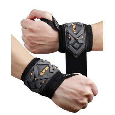 Imagem de Jaffick Envoltórios profissionais de pulso de halterofilismo de pressão dupla de 45,7 cm com alça de polegar pesada para homens e mulheres - suporte de pulso para supino, levantamento de peso