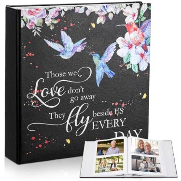 Imagem de ReliThick Álbum De Fotos Do Funeral Cardeal, 4 X 6 Polegadas, 200 Páginas Em Branco, Couro Memorial, Recortes Para Celebração Da Vida, Decoração Loving Party Supply (Beija-Flor)