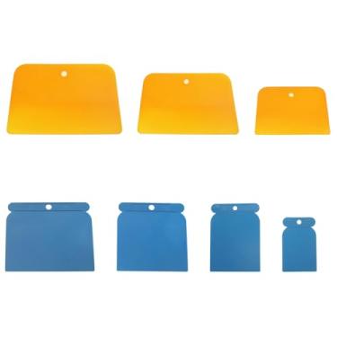 Imagem de HAJXZH 7 peças de espalhadores automotivos de plástico para enchimento de carroceria automotiva para manutenção da carroceria e aplicação de massa de vidraceiro (azul, amarelo)