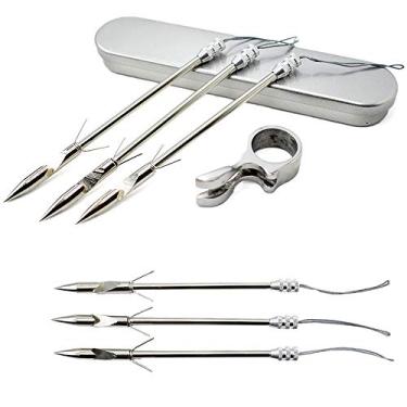 Imagem de Piaoyu Estilingue De Aço Inoxidável Para Pesca, Flecha, Arco E Prata, 1 Anel, Caixa Tiro Peixe, 6 Flechas, Dardos Tiro, Lançador Anel Dedo