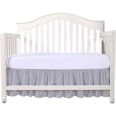 Imagem de Saia para cama de berço 71 cm x 132 cm com 35,5 cm de altura – cantos divididos com babados, microfibra – respirável, durável, elástico ajustável, roupa de cama macia para bebês meninos e meninas