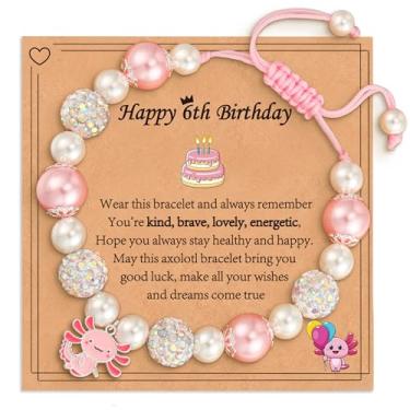 Imagem de VULETO Presentes de aniversário de feliz 1 a 8 anos para meninas e crianças, pulseira de axolote com pingente kawaii ajustável para filha, neta, sobrinha, One Size, Sem Pedra Preciosa