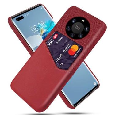Imagem de Capa para Huawei Mate 40 PRO Plus,Anti-deslizamento,Proteção contra quedas de 360°,Resistência à impressão digital,Tela e caso de couro PU com 1 slot de cartão atrás-Red