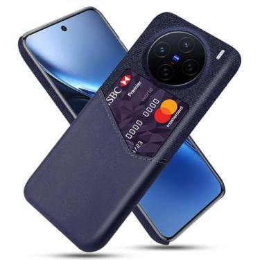 Imagem de Capa para Vivo X200 5G,Anti-deslizamento,Proteção contra quedas de 360°,Resistência à impressão digital,Tela e caso de couro PU com 1 slot de cartão atrás-Blue