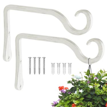 Imagem de BOLITE Suportes de plantas pendurados, ganchos de plantas de 15 cm, cabide decorativo de parede para pendurar comedouros de pássaros, plantadores, lanternas, sinos de vento, decoração de casa interna