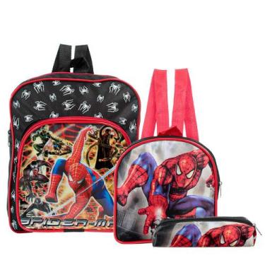 Imagem de Kit Mochila Escolar Homem Aranha Costas Estojo+Lancheira - Toys 2U