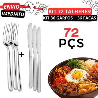 Imagem de Jogo Kit 72 Talheres Inox para Cozinha 36 Garfos 36 Facas Talheres par