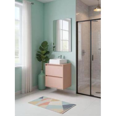 Imagem de Gabinete para Banheiro com Cuba e Espelheira 60cm Mdf Rosa Dubai - On 