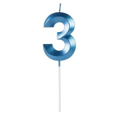 Imagem de Vela de Aniversario Design Azul Perolizada (Numero 3)