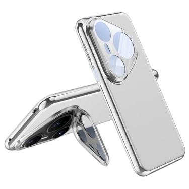 Imagem de HAOMRIYL Capa de couro para Huawei Pura 80 Ultra/80 Pro+/80 pro/80, capa de negócios de luxo leve com suporte de metal à prova de choque, cinza, 80