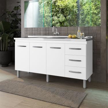 Imagem de Balcão para Pia 150cm com 03 Portas e 03 Gavetas Diana Branco Moblis