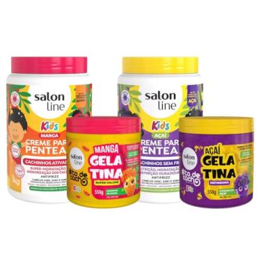 Imagem de Kit Kids de Manga e Açaí com 2 Cremes de Pentear + 2 Gelatinas Salon Line