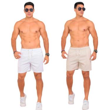 Imagem de Kit 2 Shorts Masculino Casual Linho Liso Confortável Leve - Obstinate,