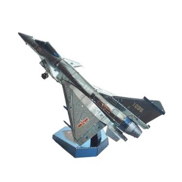Imagem de Milageto Conjunto de blocos de construção de modelo de caça, brinquedo de construção, modelo de quebra-cabeça de metal 3D exclusivo, kit de avião para fãs, Multicolorido