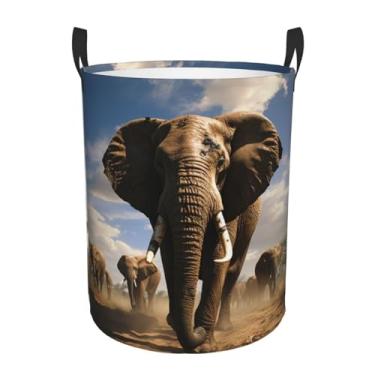 Imagem de Cesto de lavanderia de elefante feroz dobrável à prova d'água cesto de armazenamento de roupas com alças pano oxford organizador de brinquedos cesta para banheiro, lavanderia, quarto, médio