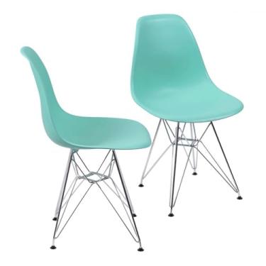 Imagem de KIT 02 CADEIRAS DKR PP VERDE TIFFANY BASE CROMADA