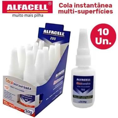 Imagem de Cola ALFACELL Instantânea 20G - Kit Com 10 Unidades