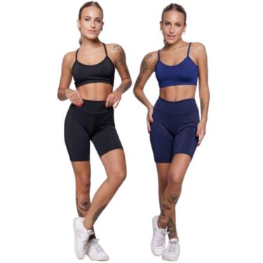 Imagem de KIT 2 Conjunto Top Alça Fina e Bermudinha Suplex Serra e Mar Roupa Para Academia Moda Fitness-Feminino