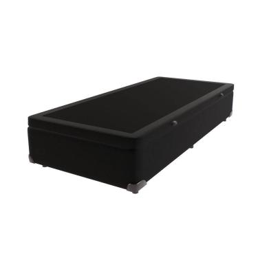 Imagem de Base Box Com Baú Solteiro Bege De Madeira 88cm Kazamix Preto