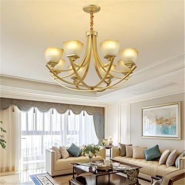 Imagem de OUFULA Lustre retrô americano LED Europeu Luxo Sala de Estar Restaurante Quarto Estudo Villa Hotel Café Lâmpada Pendente (F A 8 Luzes)