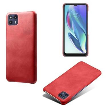 Imagem de Capa para MOTO G50 5G,Proteção contra quedas,Casca de volta de cor sólida simples,Design de couro de imitação de plástico-Red