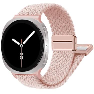 Imagem de BXUXOHS Pulseiras magnéticas de nylon para Samsung Galaxy Watch 8/Galaxy Watch 8 Classic; pulseira esportiva de tecido elástico trançado sem lacunas para Galaxy Watch 8/8 Classic de 40 mm, 44 mm, 46