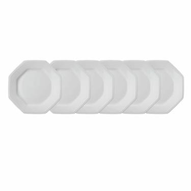 Imagem de Estojo com 6 Pratos Sobremesa em Porcelana - Octogonal Prisma, Branca - Schmidt