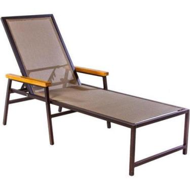 Imagem de Espreguiçadeira de Piscina Frésia Amélia Alumínio e Tela Sling Braços 