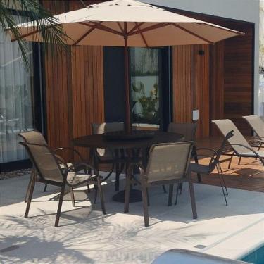 Imagem de Jogo de Mesa Ripada Giratoria 6 Cadeiras para Piscina Jardim com Guard