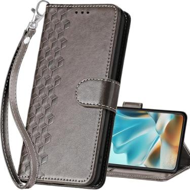 Imagem de Capa carteira para Motorola Moto Edge 2025, capa flip com suporte para mulheres e homens, capa de telefone de couro PU adequada para Moto Edge 60 Fusion/Edge 60 [cubo cinza]